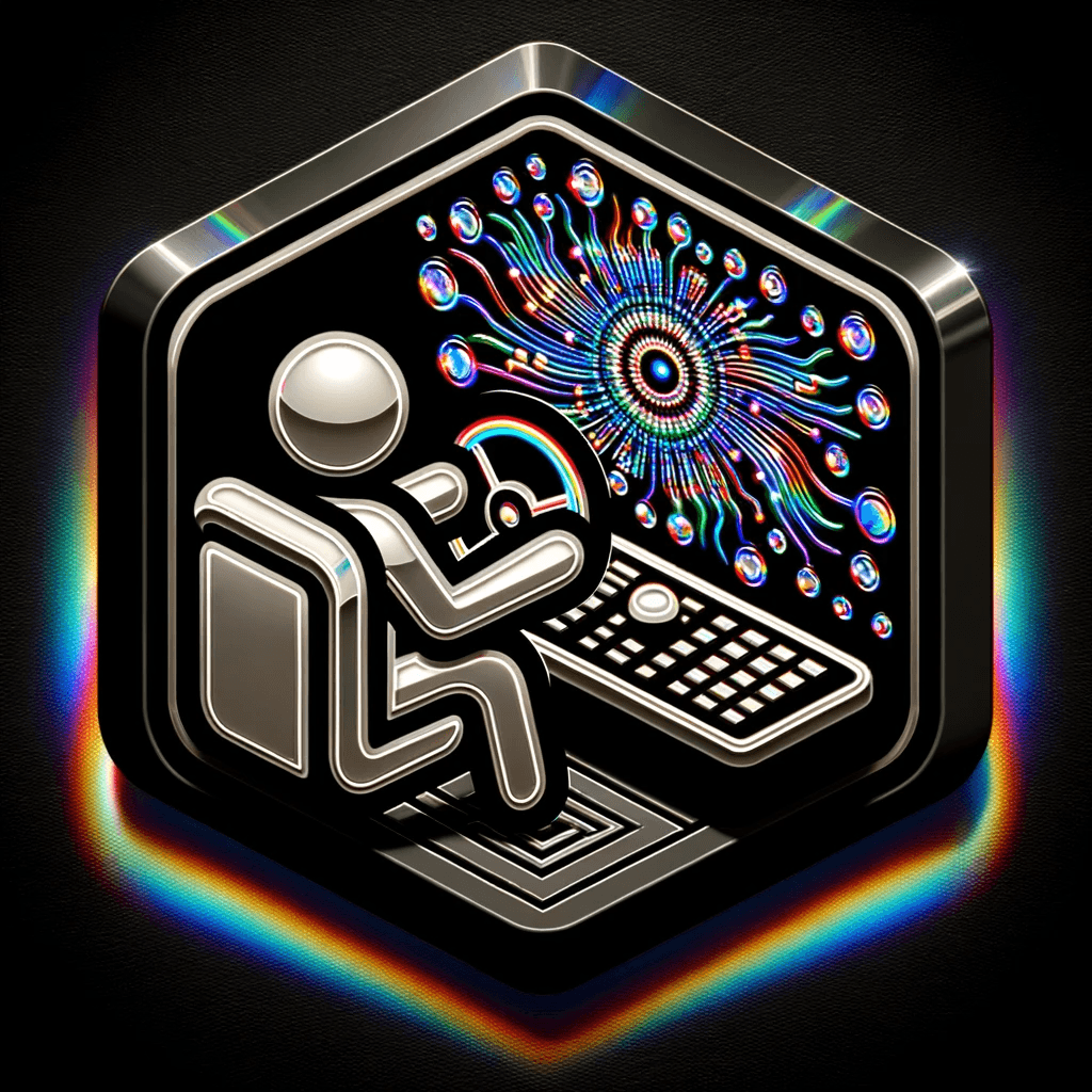 Illustration of a ChatGPT character steering an advanced workstation