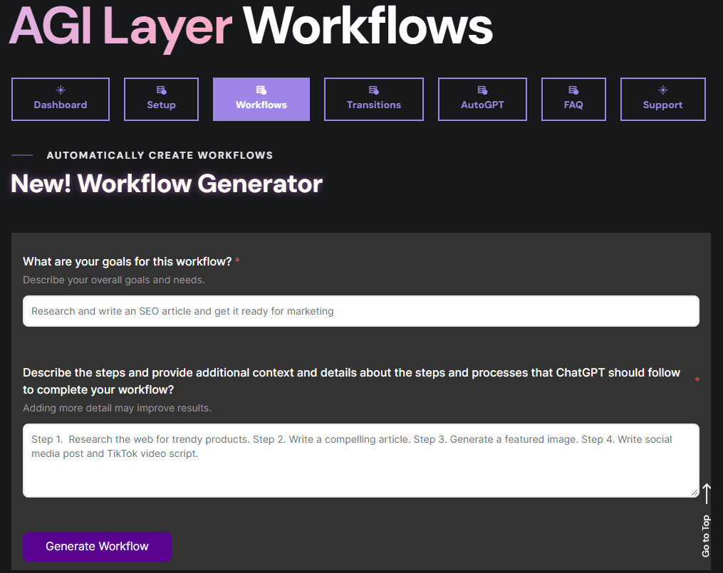 Workflow Generator AI Tool preview